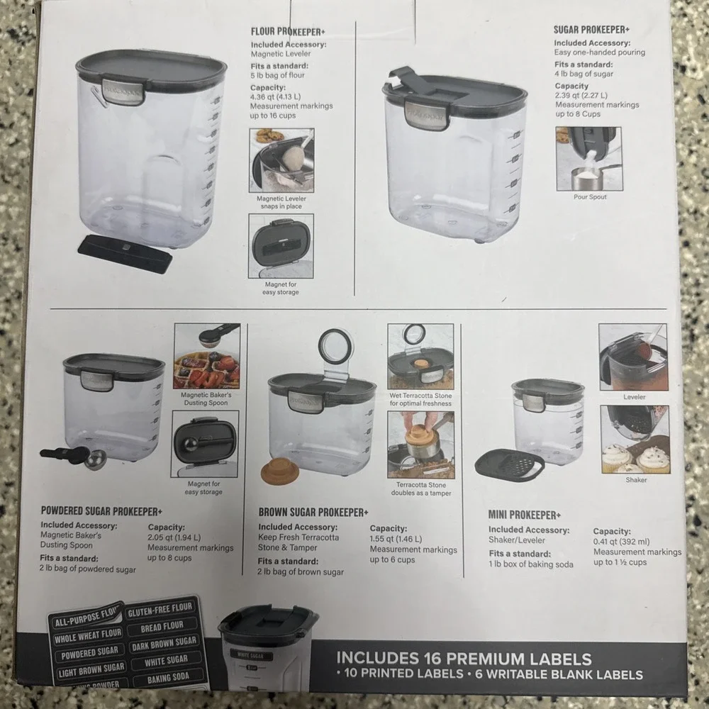 Prepworks ProKeeper Plus Professional 9pc Baking Storage Set Black Airtight NEW